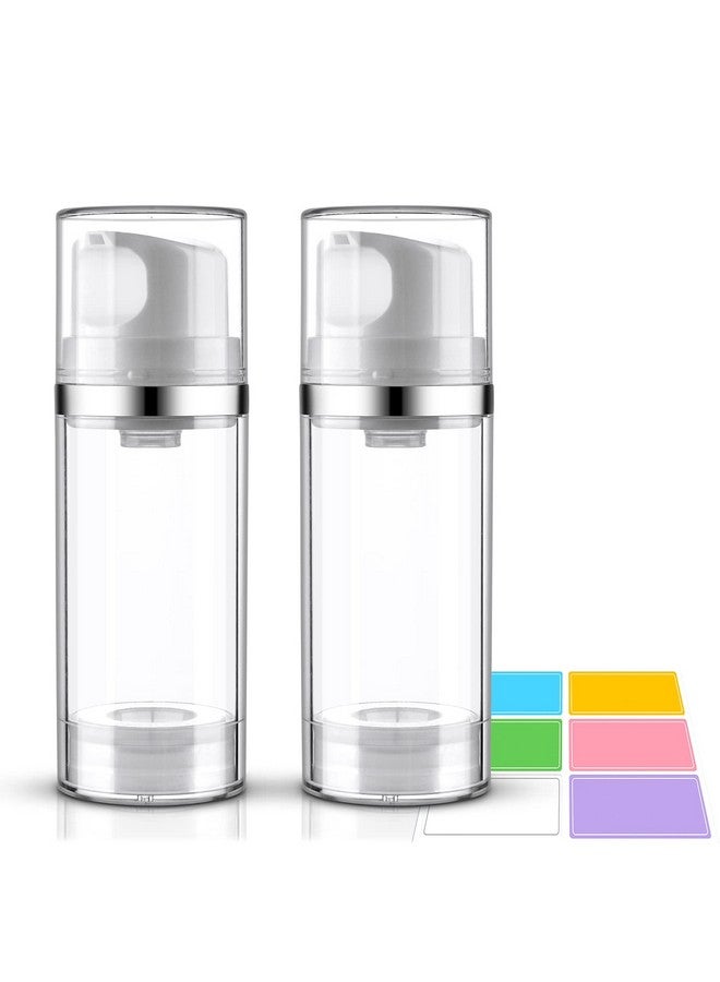 Cosywell Airless Pump Bottles 3.4Oz/100Ml Empty Moisturizer Pump Dispenser Airless Cosmetic Pump Container Travel Pump Bottles For Toiletries Shampoo Lotion And Cream Clear 2 Pack - Image 1