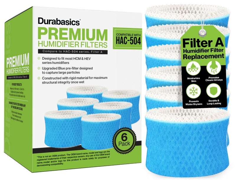 Durabasics 6 Pack Of Premium Humidifier Filters Compatible With Honeywell Humidifier Filter Hac-504 Hac-504Aw & Honeywell Filter A | Replacement For Honeywell Filter Hcm 350 & Cool Mist Humidifiers - Image 1