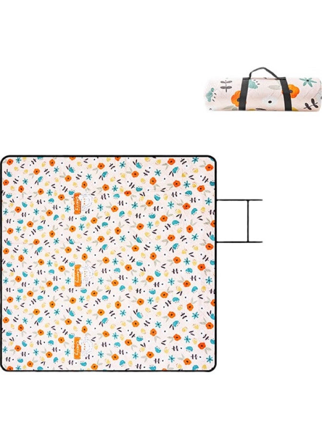 JD.com Jingzao Outdoor Picnic Mat, Park Tent Moisture-Proof Mat, Ultrasonic Machine-Washable Floor Mat, Floral Pattern 200*200Cm - Image 2