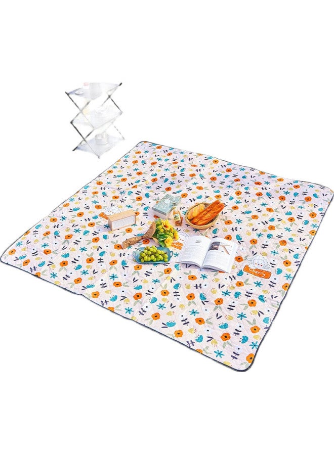 JD.com Jingzao Outdoor Picnic Mat, Park Tent Moisture-Proof Mat, Ultrasonic Machine-Washable Floor Mat, Floral Pattern 200*200Cm - Image 1