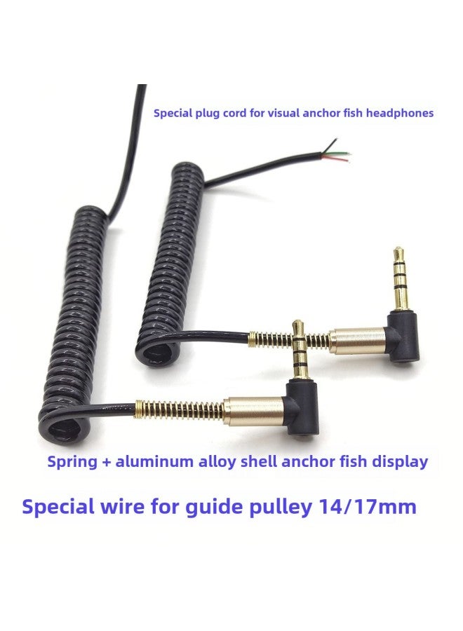 Gold-plated Metal 3.5mm Four-level 14/17mm Visual Anchor Fish Earphone Plug Wire Anchor Fish Display Electric Slip Ring Wire-Color:Hardware Leakage 17mm-Length:1 M  - Image 1