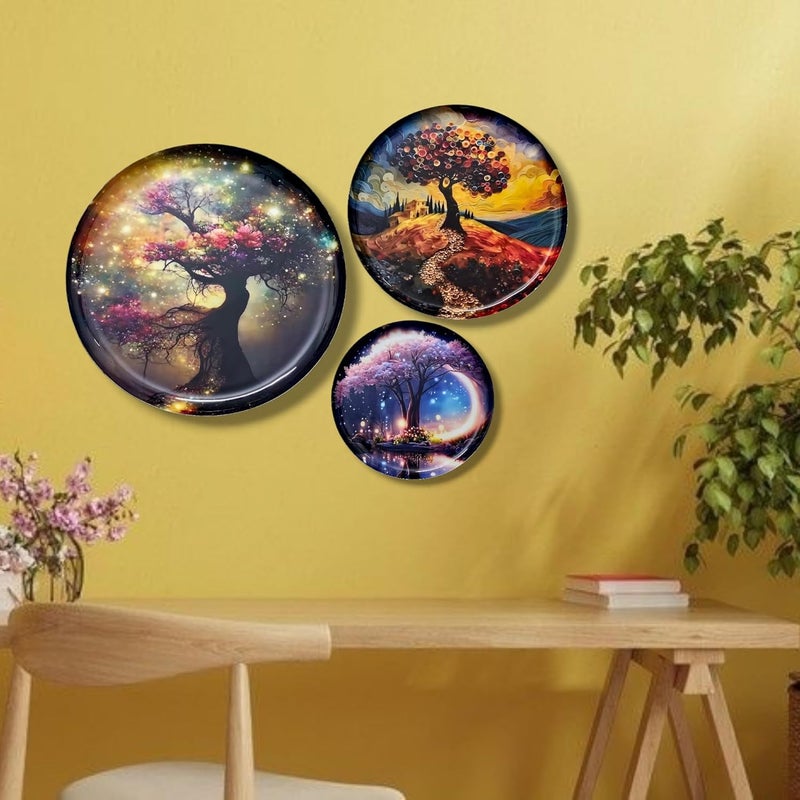 Noblenest 3 Pcs Tree of Life Metal Wall Plates 12 10 8 Inch Wall Decoration Items for Living Room Bedroom Office Wall Decor Gift Items Wall Hanging Decorations - Image 2