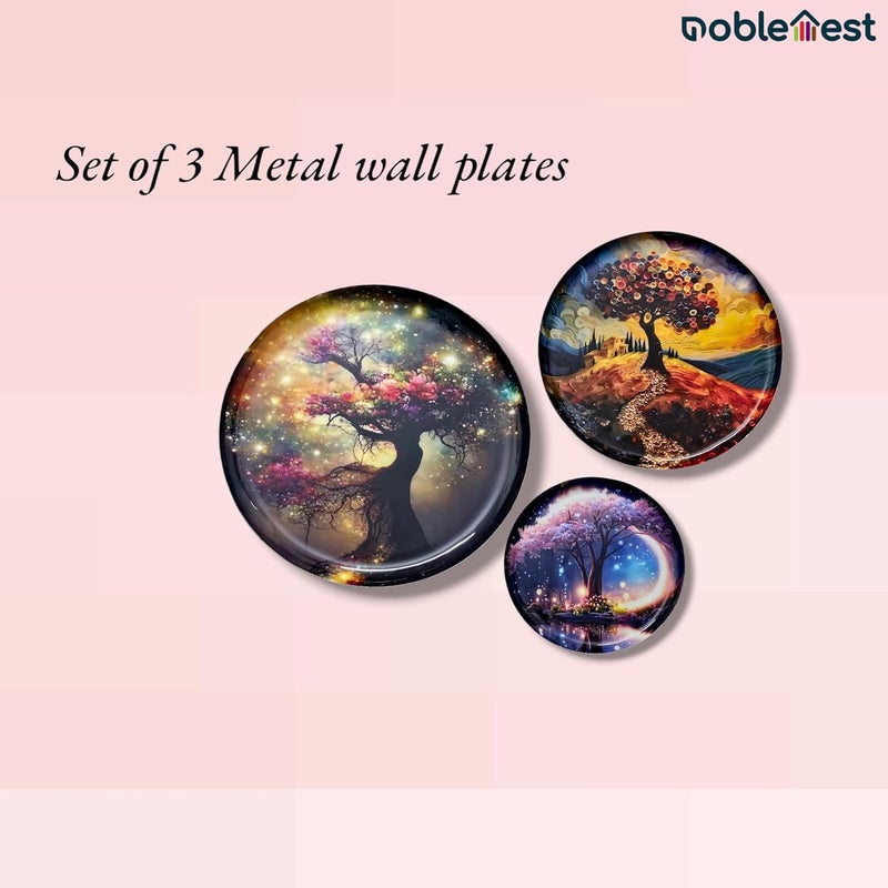 Noblenest 3 Pcs Tree of Life Metal Wall Plates 12 10 8 Inch Wall Decoration Items for Living Room Bedroom Office Wall Decor Gift Items Wall Hanging Decorations - Image 5