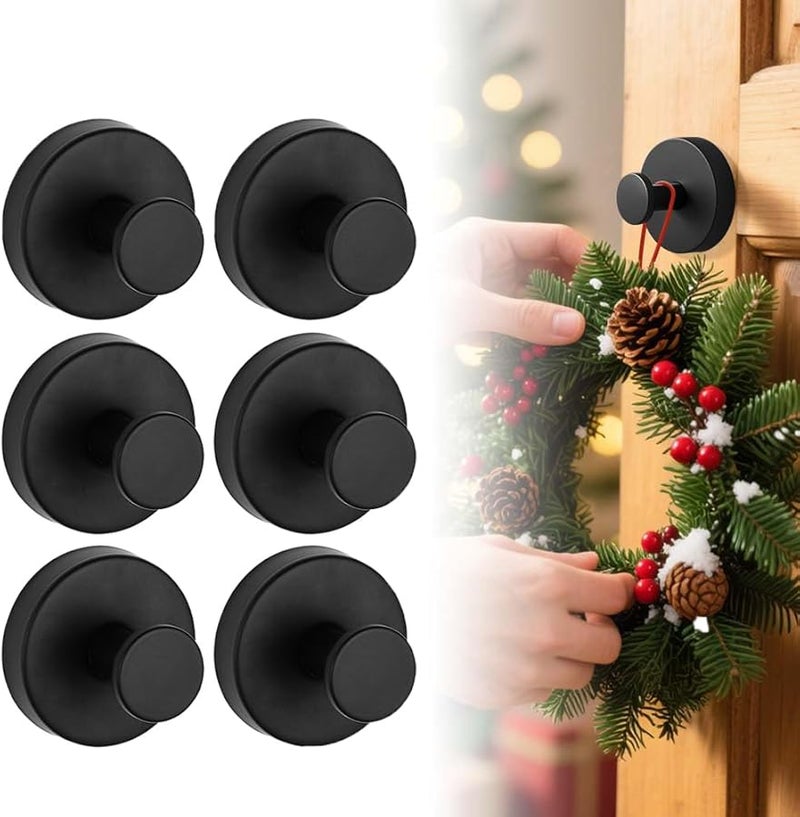 Upgraded Suction Cup Hooks 6 Pack Black for Shower Bathroom Towels and Door Wreaths - Image 1