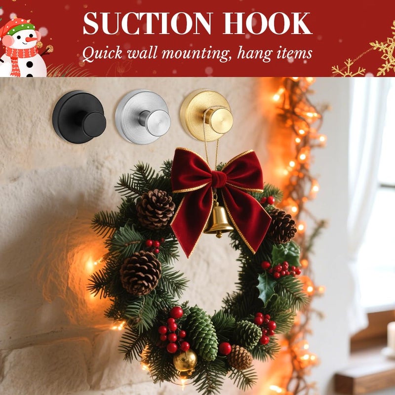 Upgraded Suction Cup Hooks 6 Pack Black for Shower Bathroom Towels and Door Wreaths - Image 3