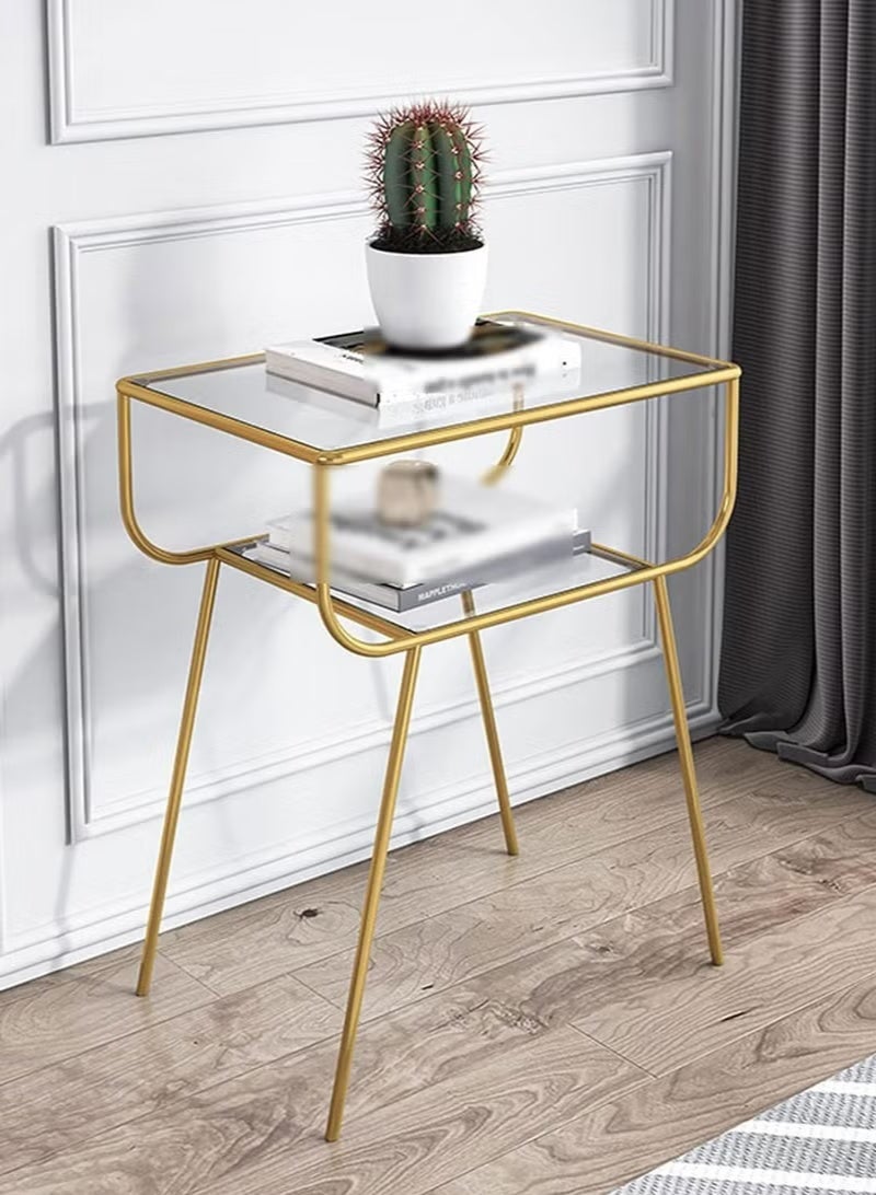 طاولة جانبية بتصميم عصري لون ذهبي زجاج شفاف - Image 3