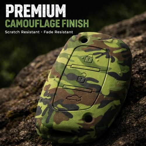 JVCV® Silicone Key Cover Compatible with Hyundai Creta, i10, i20, Xcent, Verna, Tucson, Elantra, Nios – Soft, Durable, Anti-Slip Key Fob Protector, Stylish Car Key Case (Green Camouflage) - Image 4