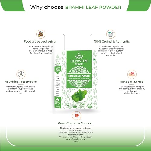 Herbstem 100% Brahmi powder for Hair growth (100 grams) | 100% Natural, No preservative | Helps in reducing Hairfall, boost hair growth - Image 2