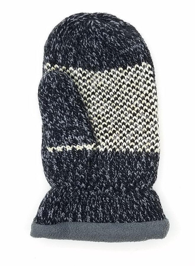 Bruceriver Women Snowflake Knit Mittens with Warm Thinsulate Fleece Lining Size S (Black) - Image 3