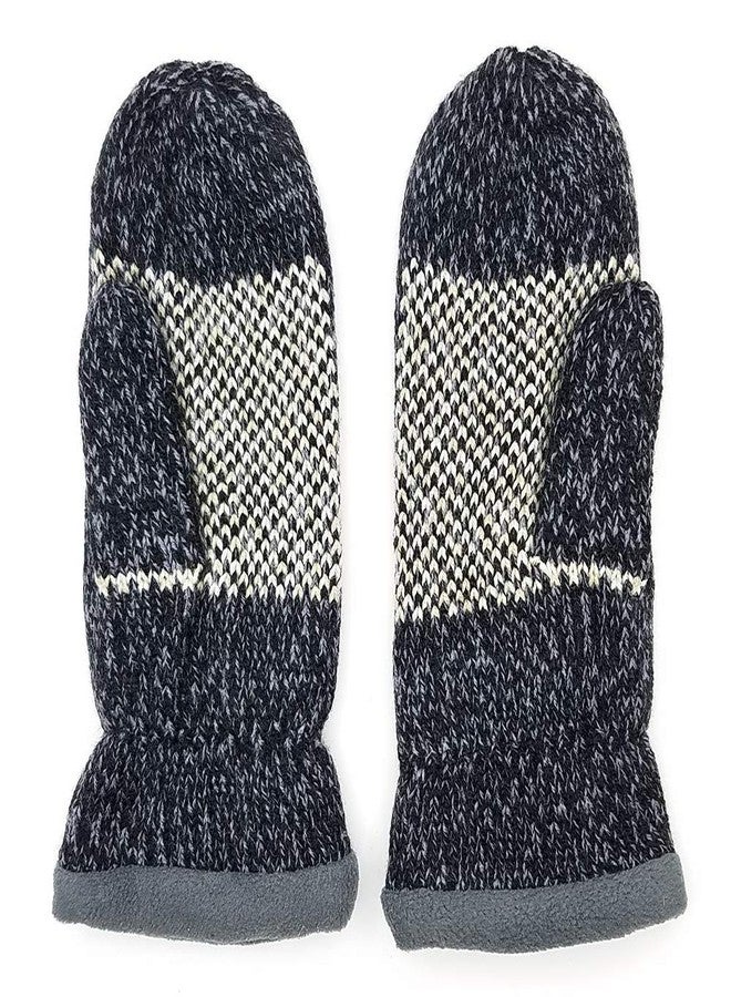 Bruceriver Women Snowflake Knit Mittens with Warm Thinsulate Fleece Lining Size S (Black) - Image 5