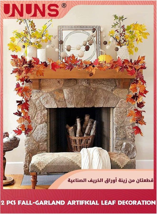 UNUNS 2 Pack Fall Garland,Garland Leaf,Maple Leaves Decor,Foliage Vine Autumn Decor,Fall Maple Leaf Rattan String,Artificial 175cm/Piece For Home Indoor Harvest Decor,Garland Seasonal Décor - Image 5
