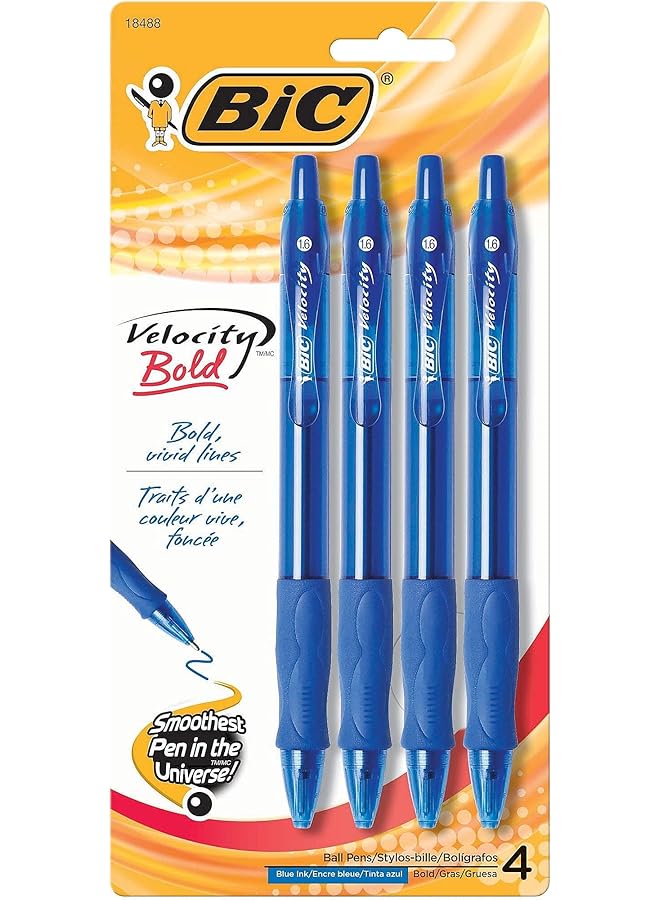 بيك قلم حبر Vlgbp41 Blu Velocity Bold قابل للسحب مقاس 1.6 مم أزرق عدد 4 - Image 1