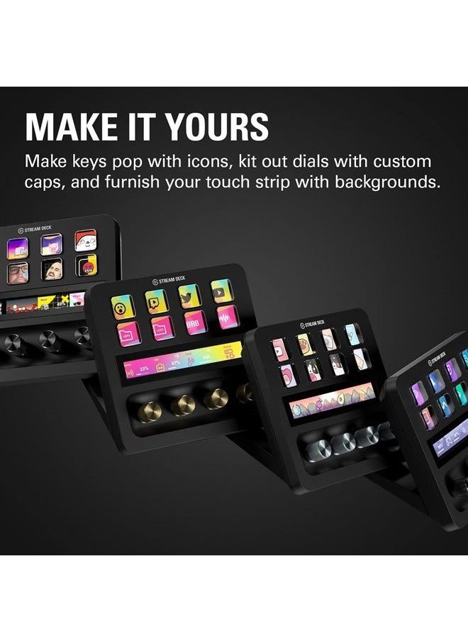 elgato - USB-C Stream Deck +، خلاط الصوت، وحدة التحكم في الإنتاج ووحدة التحكم في الاستوديو لمنشئي المحتوى، والبث، والألعاب، مع أقراص شريط اللمس القابلة للتخصيص ومفاتيح LCD، تعمل مع Mac والكمبيوتر الشخصي - Image 1