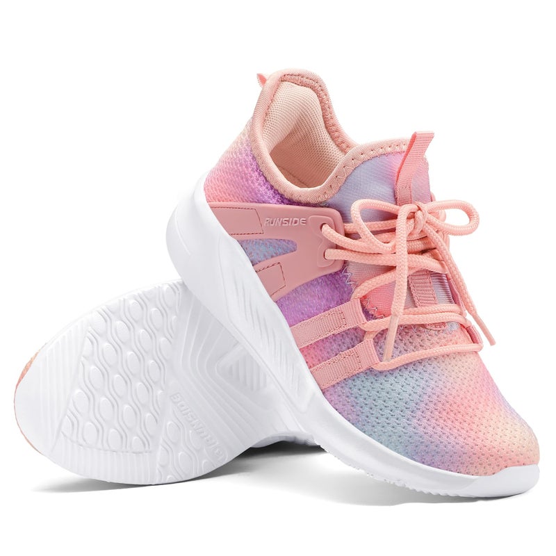 RUNSIDE Girls Tennis Shoes Lightweight Sports Kids Sneakers Lace-up for Running/Walking, Toddler/Little Kid/Big Kid - Image 3