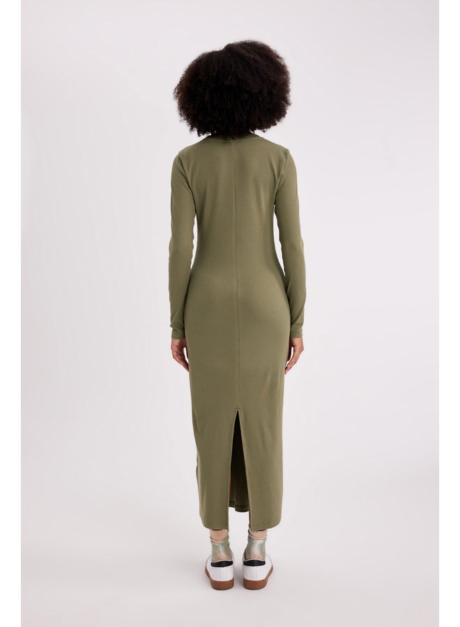 DeFacto Woman Bodycon C Neck Long Sleeve Knitted Dress  - Image 3
