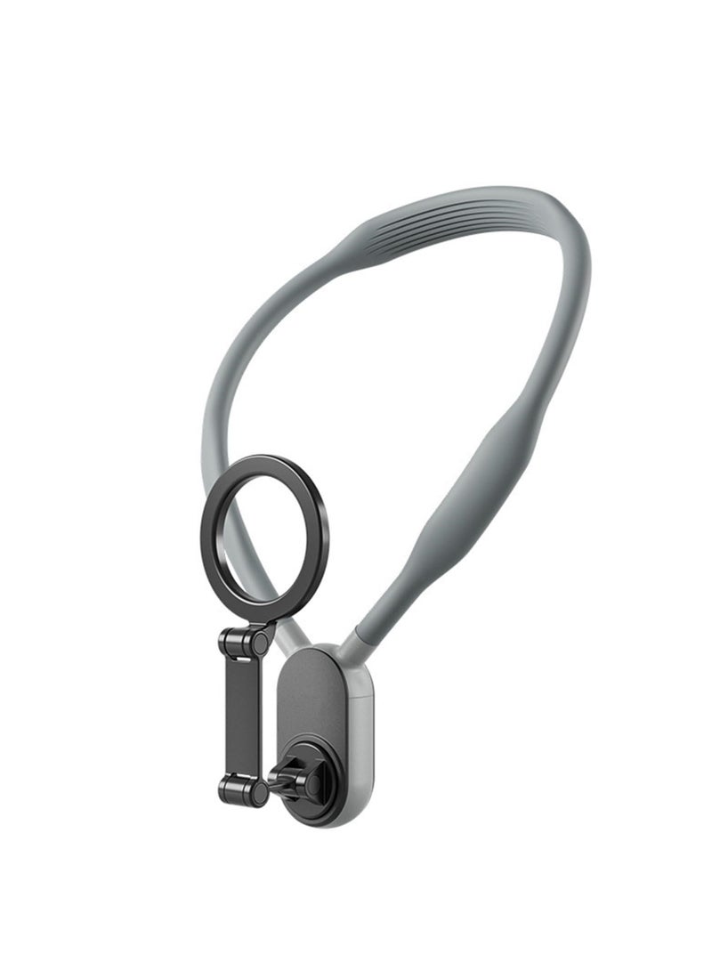Neck Phone Holder Neck Mount with Magnetic Phone Holder Quick Release Multi-Angle Adjustable with Strap & Metal Ring Compatible with IPhone 15/14/13/12 Android Smartphone - Image 1