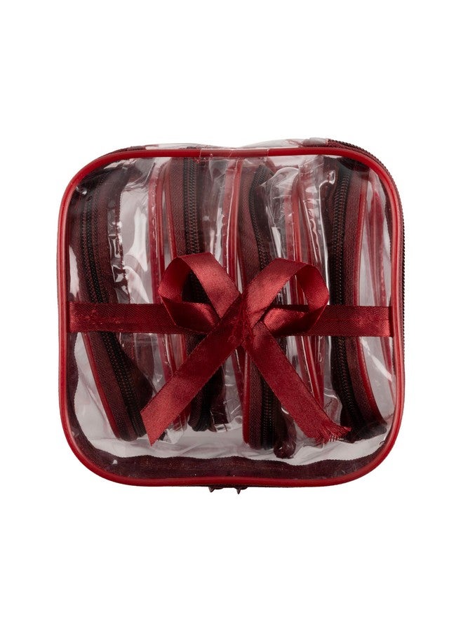 Preco Gifting Organizer Pouch | 4 Zippered Individual Pouches | Makeup, Jewelry & Travel Storage Bag | Compact Cosmetic Pouch for Women | Ideal Gift Organizer for Daily use (Maroon, 4 Gifting Pouches) - Image 1