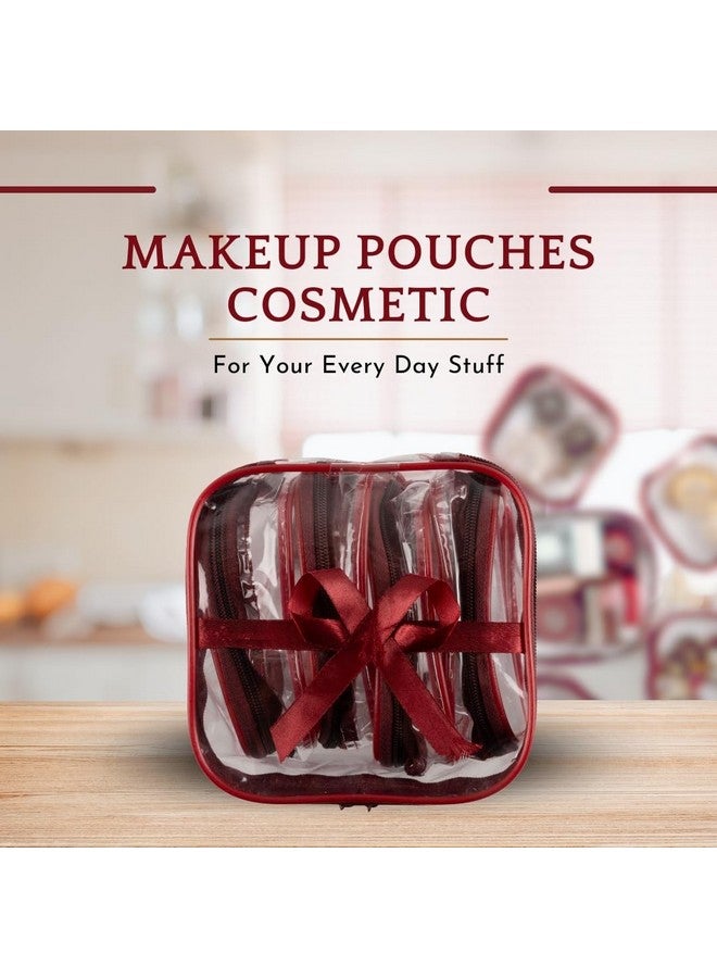 Preco Gifting Organizer Pouch | 4 Zippered Individual Pouches | Makeup, Jewelry & Travel Storage Bag | Compact Cosmetic Pouch for Women | Ideal Gift Organizer for Daily use (Maroon, 4 Gifting Pouches) - Image 2