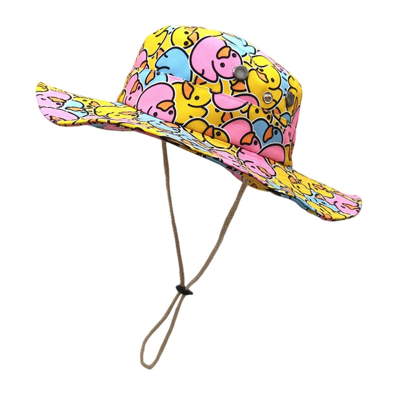 Enodtter Colorful Duck Bucket Hat for Women Teen Girl, Wide Brim Printed Outdoor Travel Beach Sun Hat, Reversible Packable Fisherman Cap - Image 1
