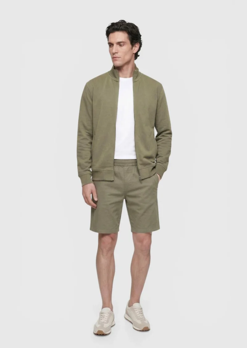 RAMSEY Khaki Knitting Regular Fit Casual Bermuda