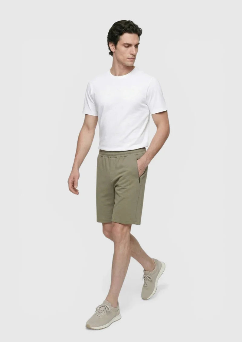RAMSEY Khaki Knitting Regular Fit Casual Bermuda