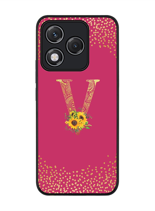 Stylizedd For Honor 400 Lite Case,Slim fit Camera Protection, Shockproof Thin Phone cover  - Custom Floral Monogram - V ( Deep Pink )