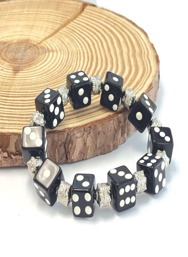 fiona Dice Bracelet, Black Casino Bunco Bracelet For Women, Christmas Birthday Gift For Her, 1 pc - Image 2