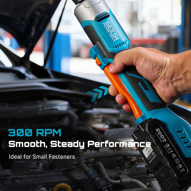 Seesii 3/8" Cordless Electric Ratchet Wrench, 60 ft-lbs (80Nm) High Torque, 21V Max, 2Ã—2.0Ah Batteries, 0â€“300 RPM Variable Speed, Fast Charger, 10â€“17mm Socket Set, Extension Bar & Carry Case - Image 4