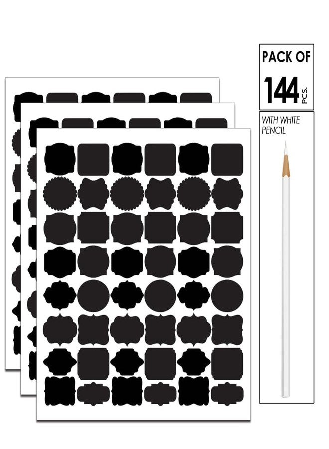 SLGIFT Pack of 144 Waterproof Stickers for Kitchen, Home, Office and Craft, Jar Labels, Reusable Self Adhesive Sticker, Multi-Shapes (5x3.5 CM, Each Label) (144), 144 Labels - Image 1
