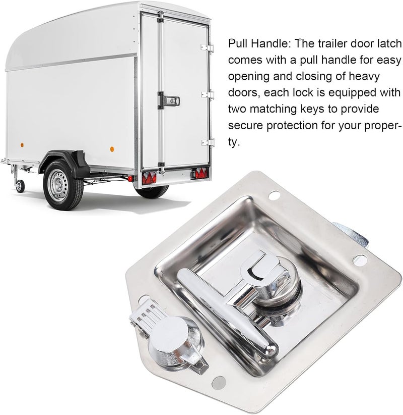 T Handle Latch, Tool Box Latch, Trailer Door Latch with Gasket and 2 Keys, Highly Polished Stainless Steel, for RV, Truck, Trailer, Toolbox, Caravan, 4.9x4.9in - Image 5