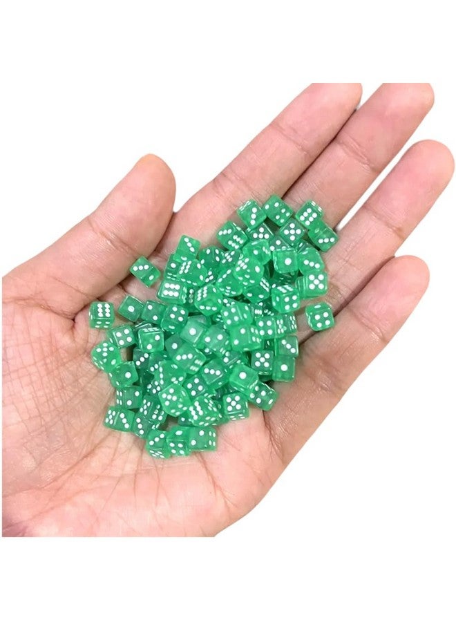 100PCS Mini Super Small Transparent Green dice Assorted 1/5" 5mm D6 Mini Dice Game Dot Square Dice Set 