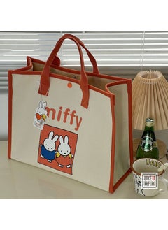 Authentic Miffy Large Canvas Tote Bag for Women Orange (button pocket)