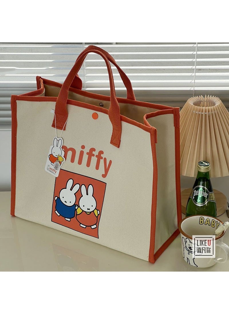 Generic - Authentic Miffy Large Canvas Tote Bag for Women Orange (button pocket) - Image 1