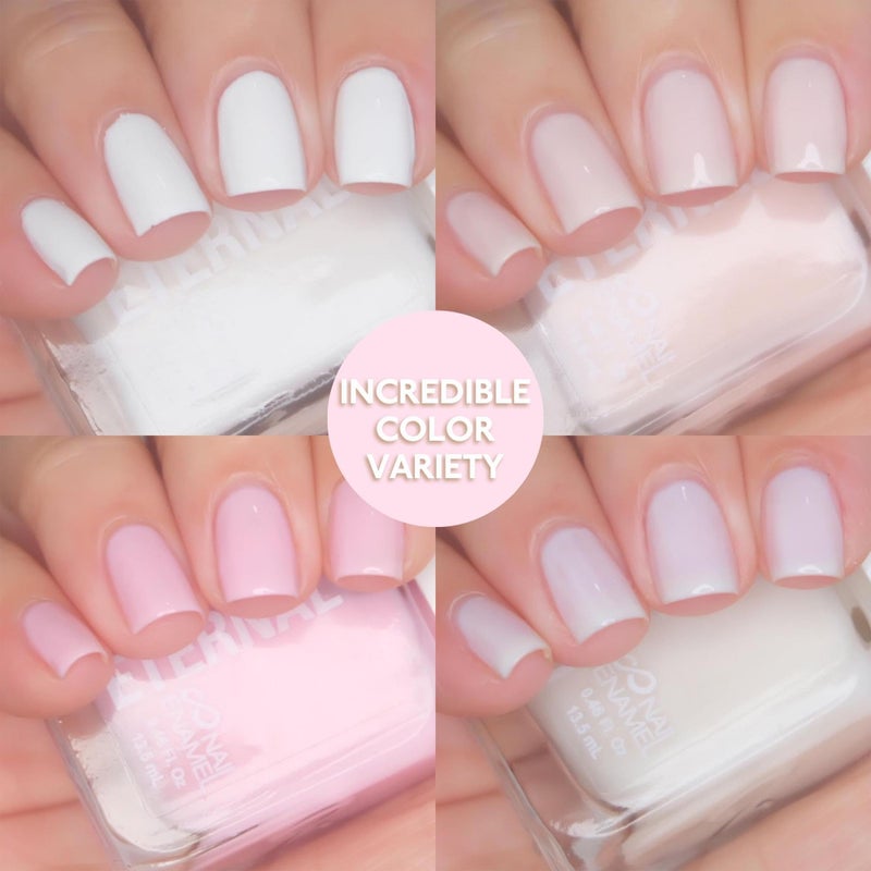 Eternal White Nail Polish Set for Women (OH LA LA) - Clear Nail Polish Set for Girls - Lasting & Quick Dry Light Non Toxic Nail Polish Kit for Home DIY Mani Pedi - Made in USA, 13.5mL (Set of 5) - Image 2