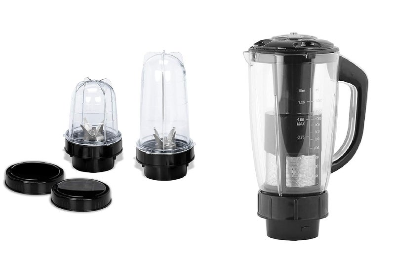 Gemini Gemini Deluxe Juicer jar and Bullet Jar Combo ABS Plastic Set of 2 Bullet Jars 530ml and 350ml Plus 1 Juicer Jar 1500ml Color Black  - Image 1