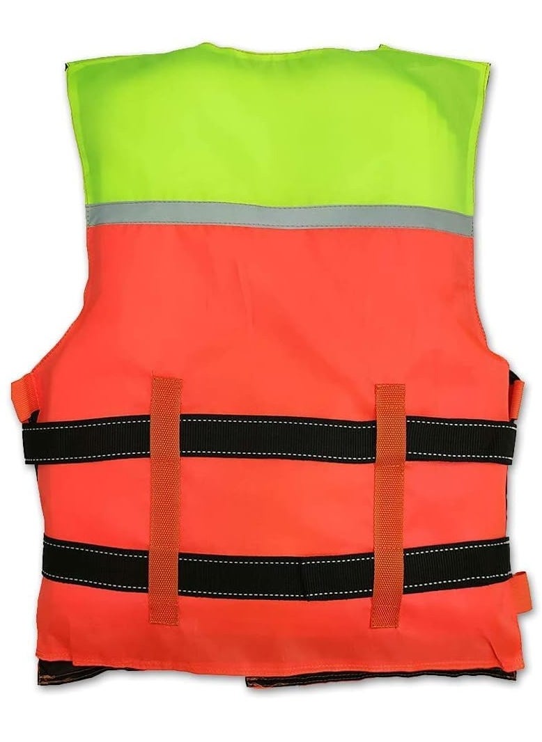 VITION Life Jacket Dual Color, Polyester, PVC Foam, High Visibility Reflecting Tape - Life Jacket for Adults, Green/Orange  - Image 2
