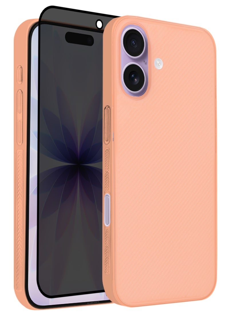 CATANES 2 Packs Case Cover for iPhone 17 - Sturdy Durable Ultra-Thin Case - Air Skin Line Design Transparent Back Cover -  Drop Protection Cover  with Privacy Screen Protector - Cosmic Orange - Image 1