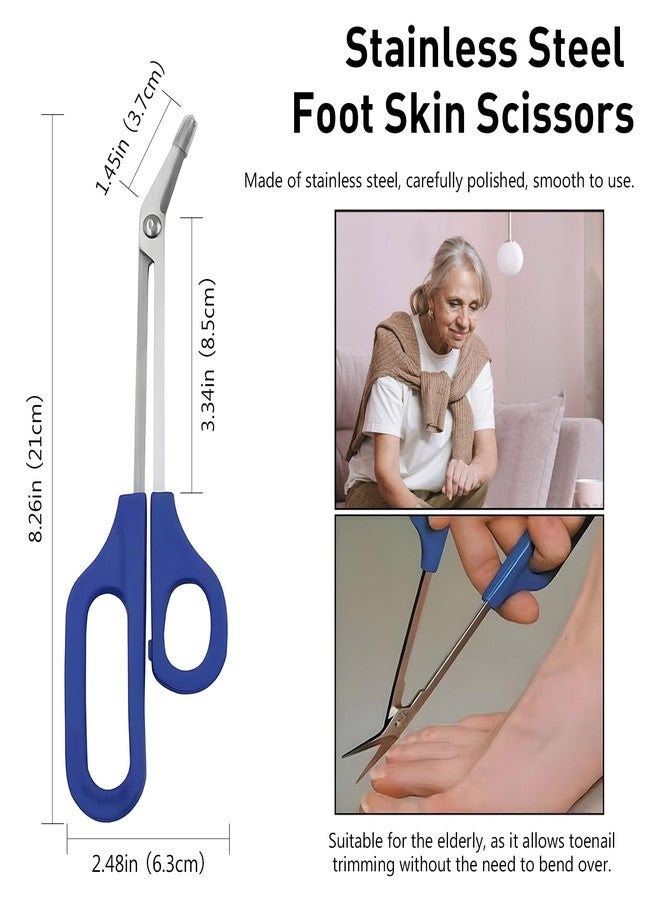 Kootinn 8.3 Inch Long Handle Toenail Scissors for Thick Nails & Easy Reach Long Handled Toe Nail Clippers for Seniors Women Men (Blue) - Image 3