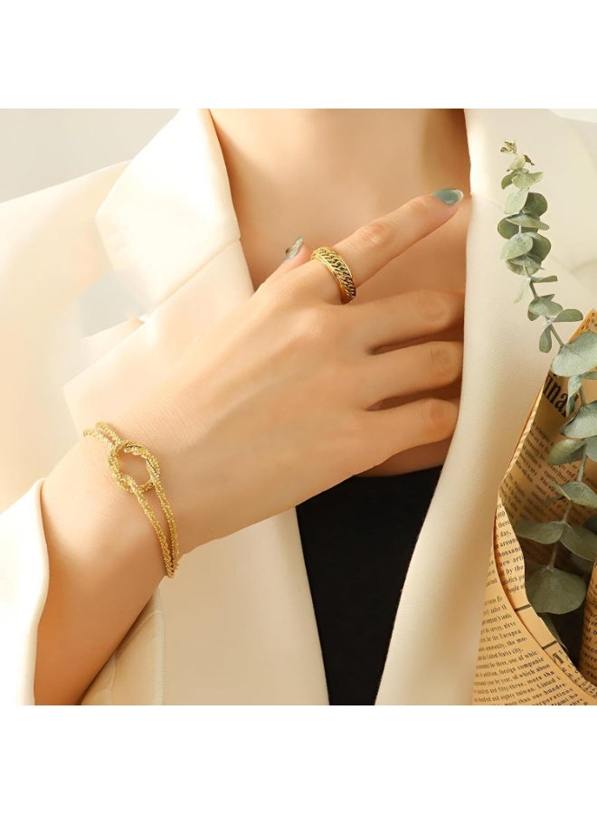 جوليا ستور سوار فاخر عتيق من الفولاذ المقاوم للصدأ مطلي بالذهب عيار 18 قيراطًا، أنيق وعصري، متشابك، بسيط، أنيق، هدية مجوهرات - Image 5