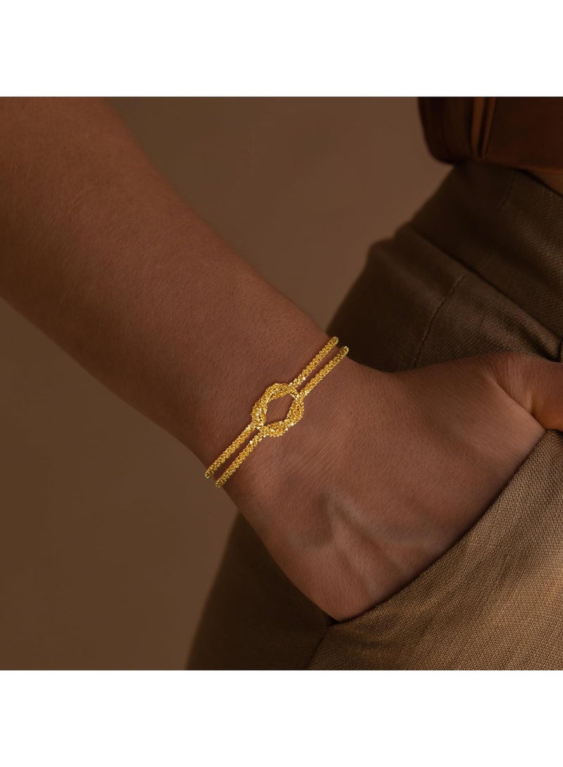 جوليا ستور سوار فاخر عتيق من الفولاذ المقاوم للصدأ مطلي بالذهب عيار 18 قيراطًا، أنيق وعصري، متشابك، بسيط، أنيق، هدية مجوهرات - Image 4