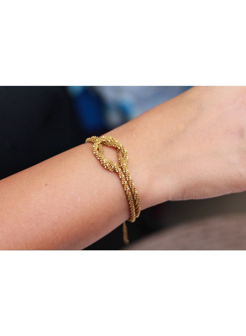 جوليا ستور سوار فاخر عتيق من الفولاذ المقاوم للصدأ مطلي بالذهب عيار 18 قيراطًا، أنيق وعصري، متشابك، بسيط، أنيق، هدية مجوهرات - Image 1