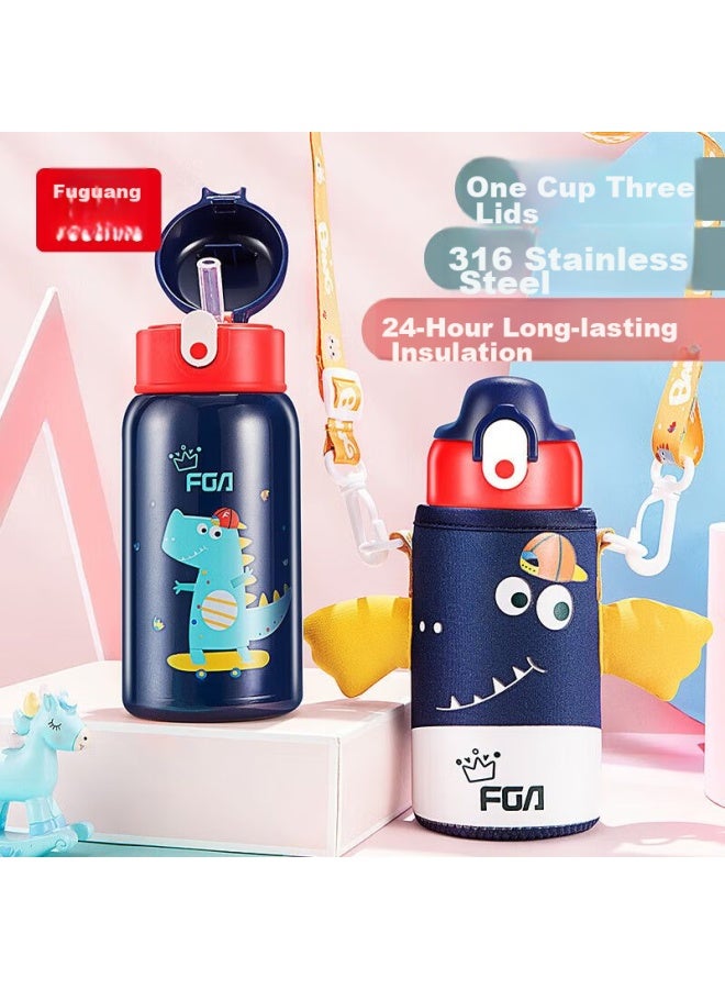 Fga Fuguang Children's Insulated Cup, 316 Stainless Steel, For Boys And Girls, Students, Straw Water Bottle, Large Capacity, 580ml - Image 1