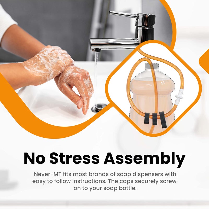 Never-MT Never - MT - The Original Soap Dispenser Conversion Kit - Made in The USA - Kitchen Sink Extension Tube Kit - Never Fill The Little Bottle Again! - Image 4