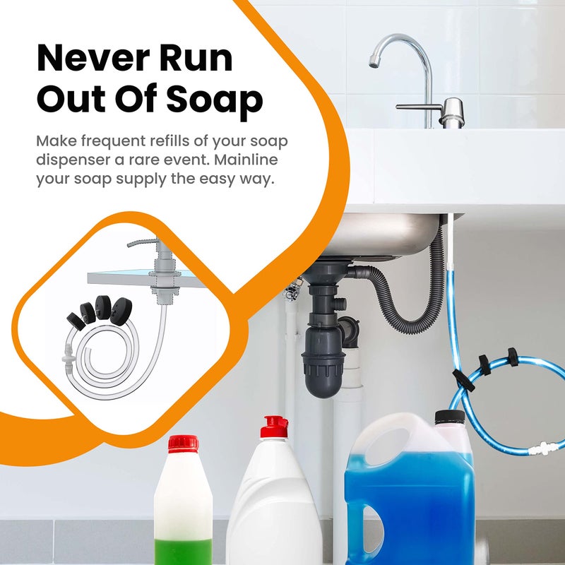 Never-MT Never - MT - The Original Soap Dispenser Conversion Kit - Made in The USA - Kitchen Sink Extension Tube Kit - Never Fill The Little Bottle Again! - Image 3