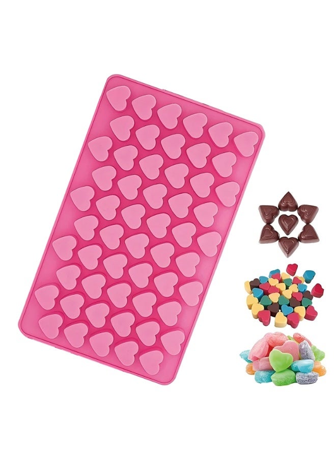 Silicone Mini Heart 55-Cavity Molds for Baking, Heart Shape Ice Cube Candy Chocolate Mold, Valentine Candy Molds - Image 1