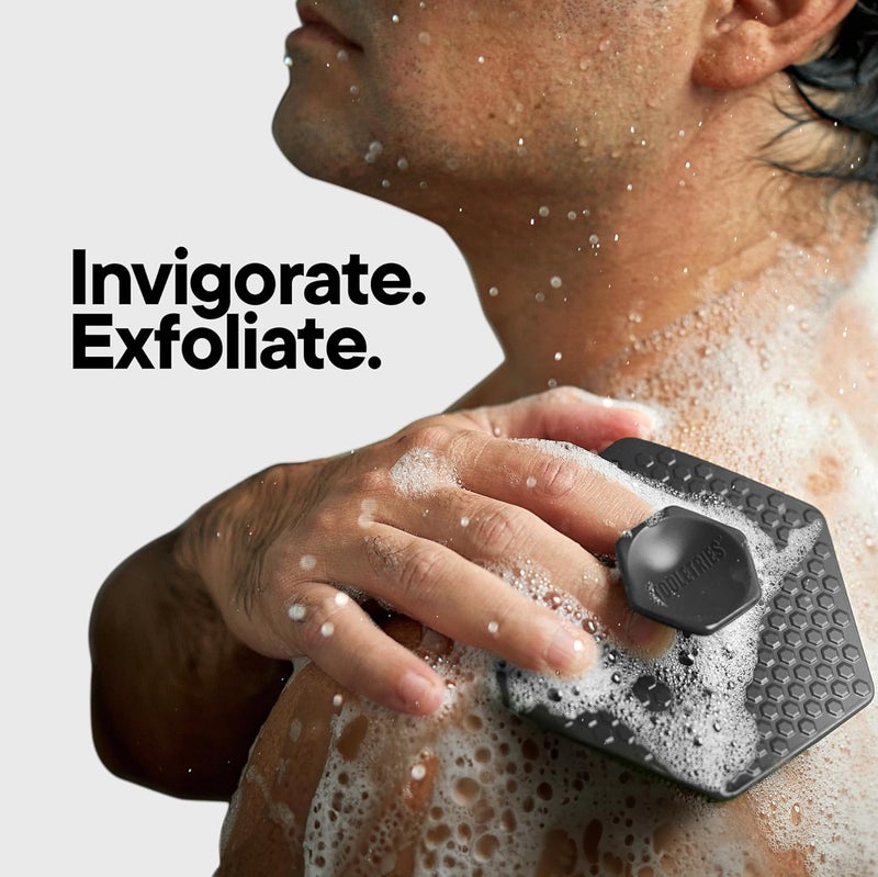 TOOLETRIES فرشاة الجسم TOOLETRIES 20 مع خطاف دش سيليكون لتنظيف وتقشير مع خطاف تخزين شعيرات طويلة جدًا مع مقبض مريح تدوم طويلاً وسهلة التنظيف - Image 4