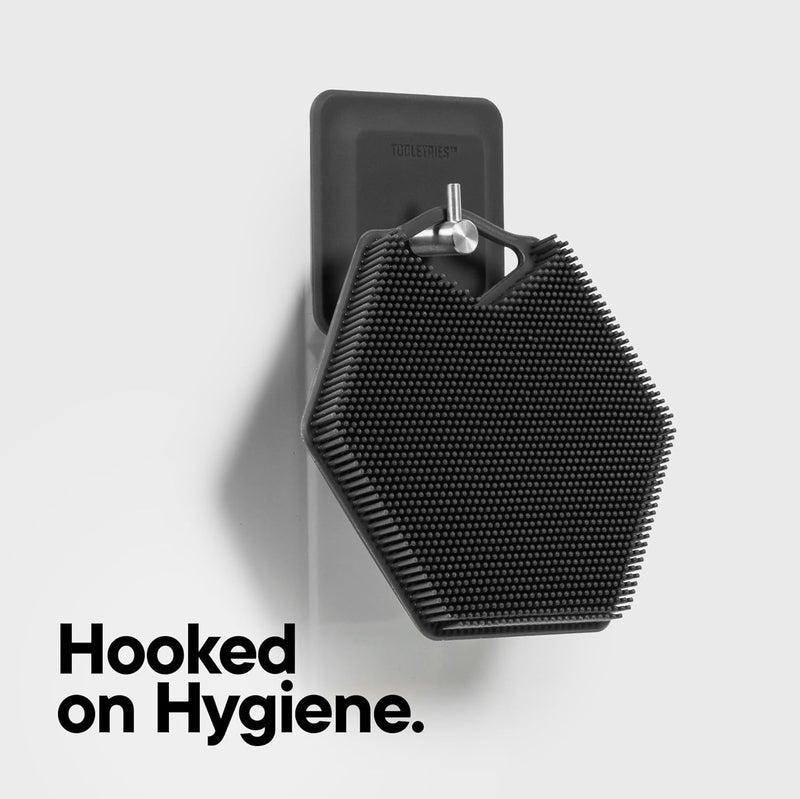 TOOLETRIES فرشاة الجسم TOOLETRIES 20 مع خطاف دش سيليكون لتنظيف وتقشير مع خطاف تخزين شعيرات طويلة جدًا مع مقبض مريح تدوم طويلاً وسهلة التنظيف - Image 5