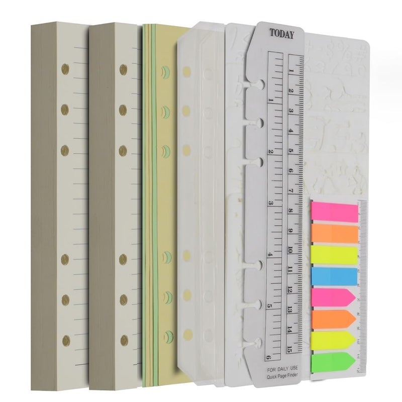 Wonderpool 320 Pages Ruled/Lined Paper Refill A6 Inserts Binder Loose Leaf Paper, Dividers, Pocket, Neon Page Marker, Bookmark, Stencils for Refillable 6 Ring Binder Journal Notebook Diary Planner(A6) - Image 1