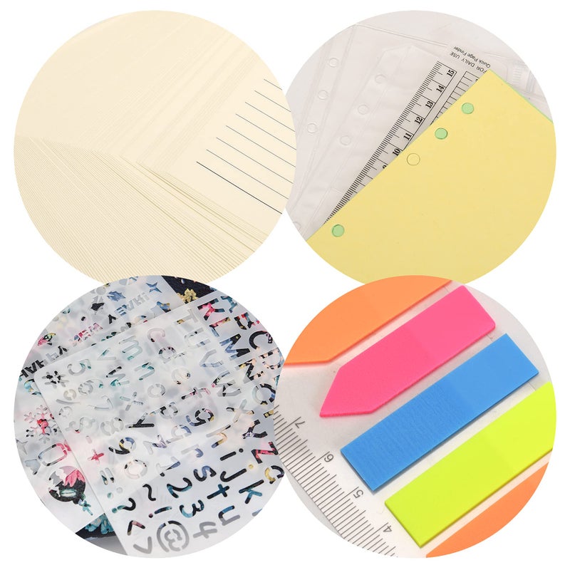 Wonderpool 320 Pages Ruled/Lined Paper Refill A6 Inserts Binder Loose Leaf Paper, Dividers, Pocket, Neon Page Marker, Bookmark, Stencils for Refillable 6 Ring Binder Journal Notebook Diary Planner(A6) - Image 3