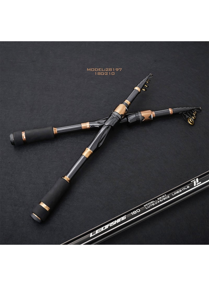 ليو عدة صيد متكاملة بعصا تلسكوبية بطول 1.8 متر مع بكرة صيد، مصنوعة من ألياف الكربون، قوة متوسطة خفيفة وحركة متوسطة سريعة، مجموعة طعوم صيد كاملة، مناسبة لصيد القاع في الأنهار والبحيرات والبحر والمياه العذبة والمالحة، طقم صيد محمول للسفر - Image 3